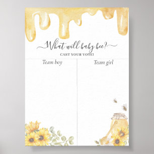 Poster Honey Bee Sunflowers Sexe Révélation de vote Graph