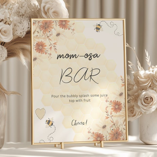 Poster Honey Boho Fleur sauvage Baby shower Maman-osa Bar (Créateur téléchargé)