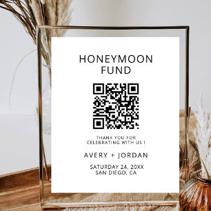 Poster Honeymoon Fund QR Code minimaliste mariage fête