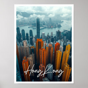 Poster Hong Kong Chine Skyline Top View