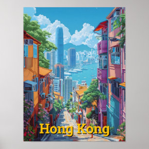 Poster Hong Kong Chine Vintage voyage d'art