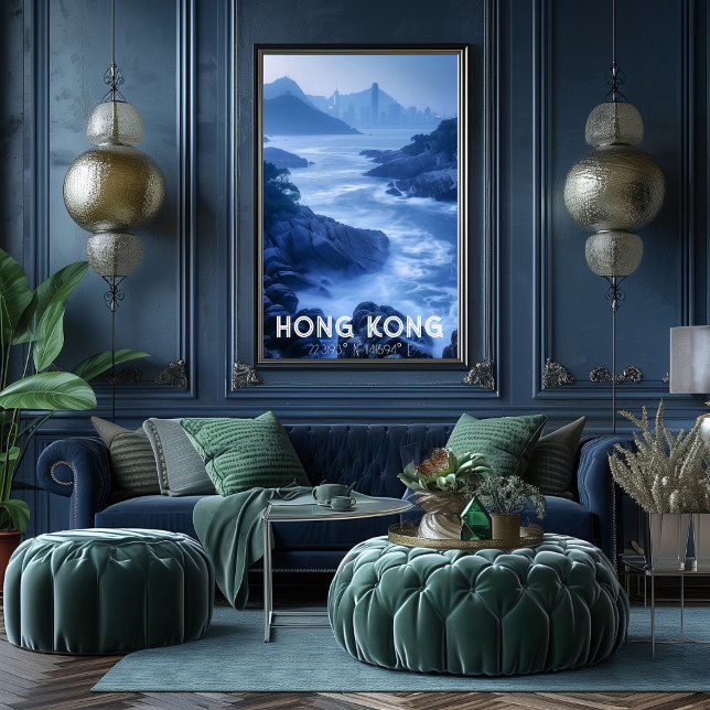 Poster Hong Kong: La Perla de Oriente - Costa y Skyline (Créateur téléchargé)