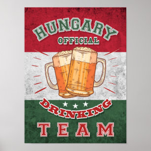 Poster Hongrie Équipe Officielle De Boissons. Bière amusa
