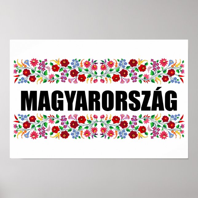 Poster hongrie nom du symbole du pays texte motif folklor (Devant)