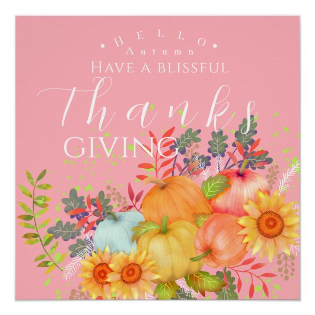 Poster Honneur de Thanksgiving d'automne PInk (Devant)