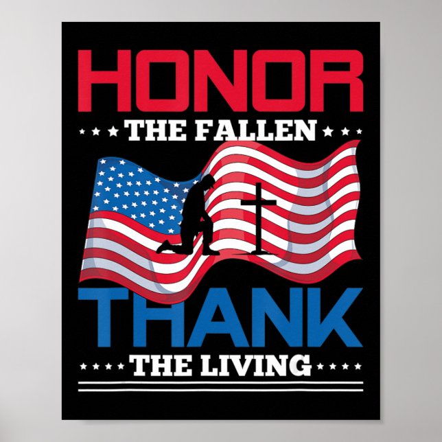 Poster Honneur Le Fallen Merci Le Drapeau Vivant États-Un (Devant)
