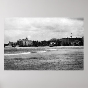 Poster Honolulu, HA - Vue de Moana & Royal Hawaiian