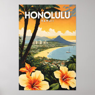Poster Honolulu Hawaii Nostalgic Travel