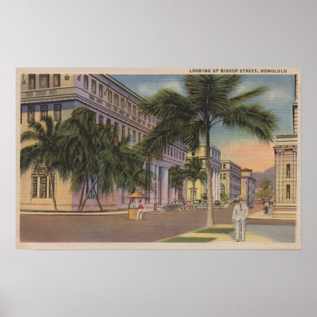 Poster Honolulu, VIHiew de l'évêque St.Honolulu, HI (Devant)