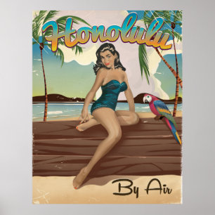 Poster Honolulu vintage retro Travel print