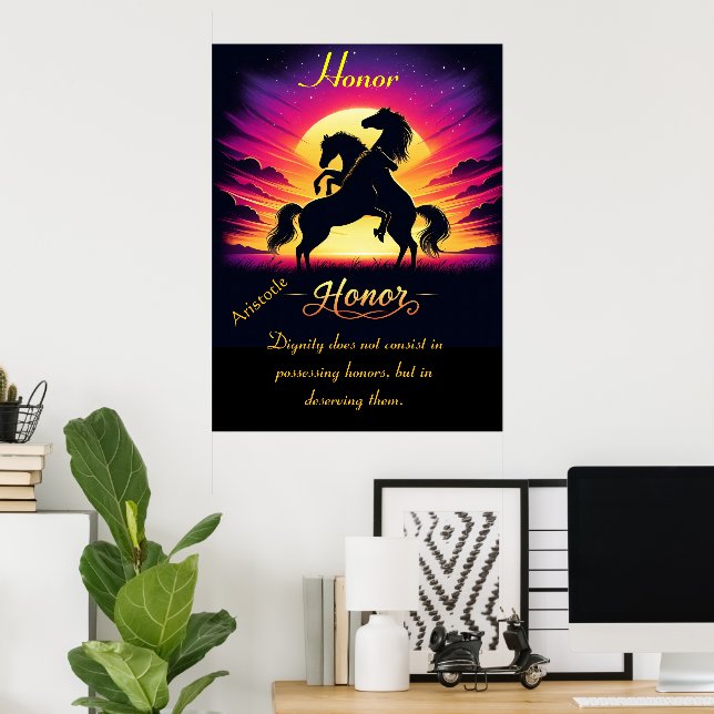 Poster Honor unit trois chevaux à Dusk (Bureau à domicile)