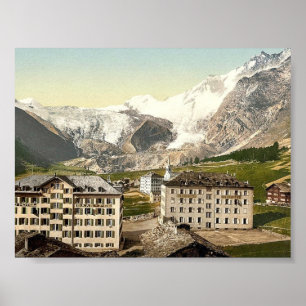 Poster Honoraires de Saas, les hôtels, Valais, Alpes de,