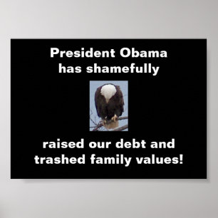 Poster Honte sur l'affiche photo du président Obama Bald 