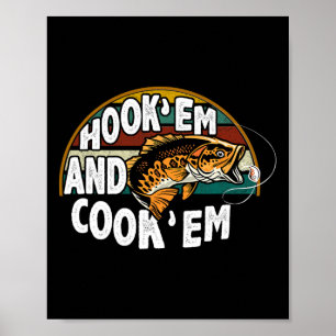 Poster Hook Em Cook Em Pêcheur Amoureux Pêcheur Vintage