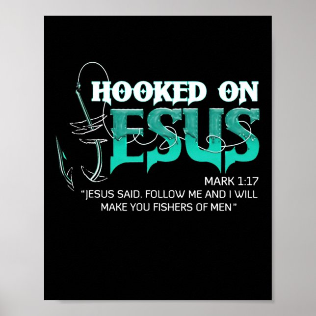 Poster Hooked on Jesus Funny Fishing (Devant)