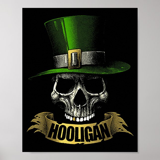 Poster Hooligan Skull Funny Iri-shirt  (Devant)