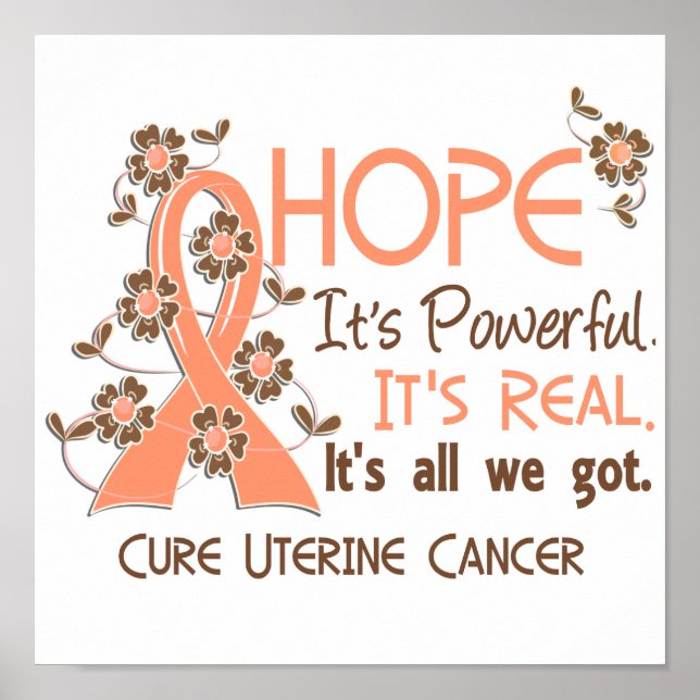 Poster Hope Flower Ribbon Cancer utérin (Devant)