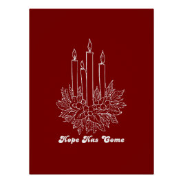 Poster Hope Has Come Christmas Candle Illustration