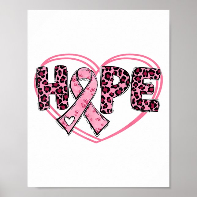 Poster Hope Leopard Cancer du sein Sensibilisation Coeur  (Devant)
