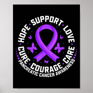 Poster Hope Support Love Purple Ribbon Cancer Pancréatiqu