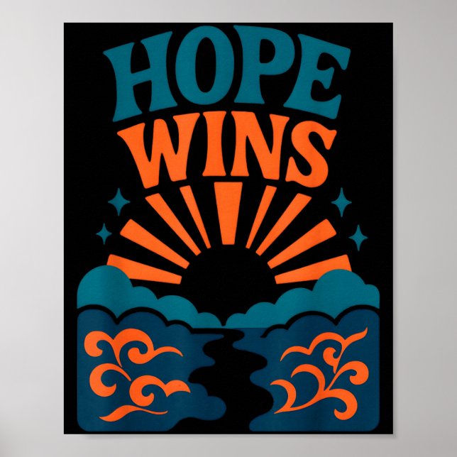 Poster Hope Wins Romans 15_13 Sunrise Ocean Christian  (Devant)