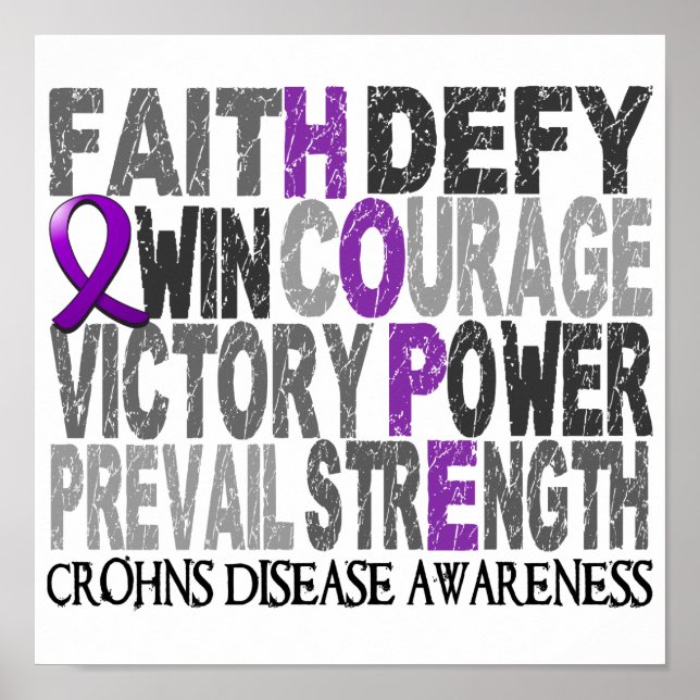 Poster Hope Word Collage La maladie de Crohn (Devant)