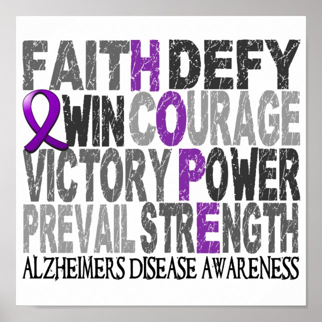 Poster Hope Word Collage Maladie d'Alzheimer (Devant)