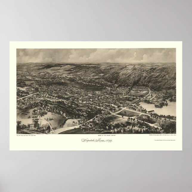 Poster Hopedale, MA Carte panoramique - 1899 (Devant)