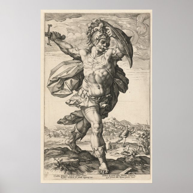 Poster Horatius Cocles, Hendrik Goltzius Les Héros Romain (Devant)