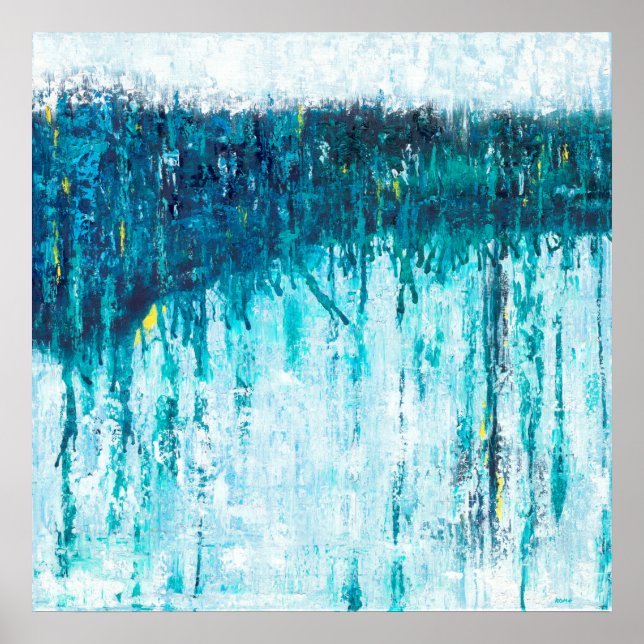 Poster Horizon bleu - Art Abstrait bleu (Devant)