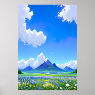 Poster Horizon bleu et blanc