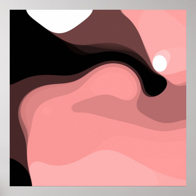 Poster Horizon coucher de soleil : rose, noir et blanc Ab (Devant)