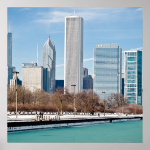Poster Horizon de Chicago à travers le lac Michigan
