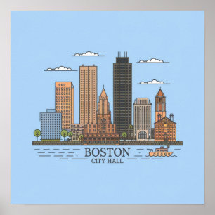 Poster Horizon de la ville de Boston, horizon de Boston m