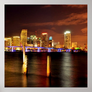 Poster Horizon de Miami la nuit, la Floride