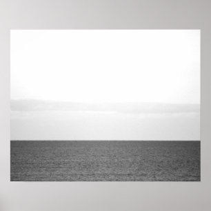 Poster Horizon Océan calme noir et blanc 16x20