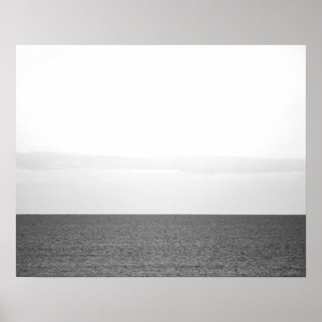 Poster Horizon Océan calme noir et blanc 16x20 (Devant)