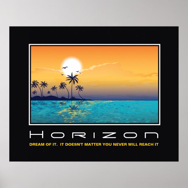Poster Horizon tropicale coucher de soleil palmiers motiv (Devant)