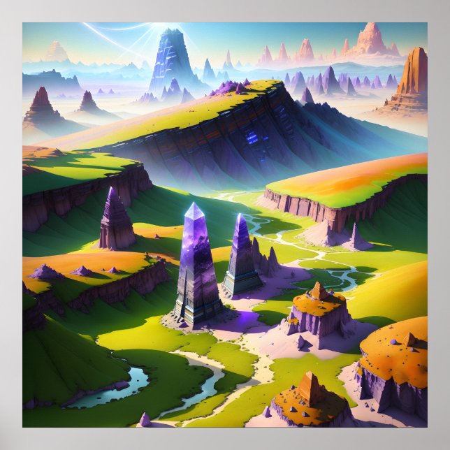 Poster Horizons violets brisés V2 (Devant)