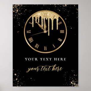 Poster Horloge à la goutte Nouvel An Signe modifiable