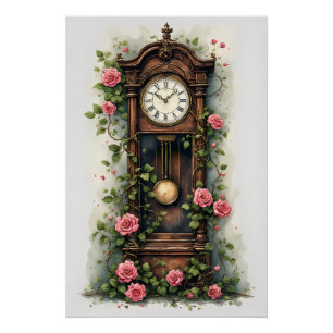 Poster Horloge à pendule Vintage Ivy Rose