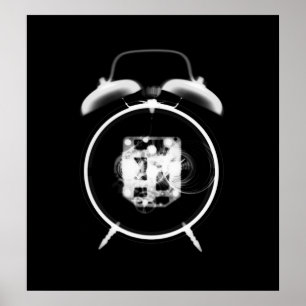 Poster Horloge à rayons X à l'ancienne Noir Blanc