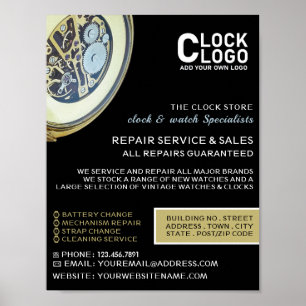Poster Horloge Antique, Horologiste Publicité