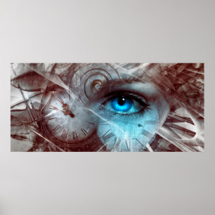 Poster horloge de l'oeil surréaliste Imaginaire