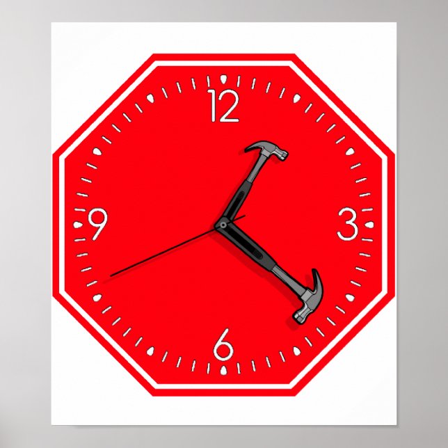 Poster Horloge des signes d'arrêt du marteau (Devant)