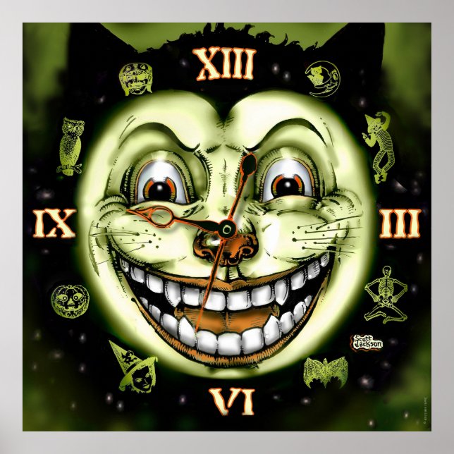 Poster Horloge noire 13 Halloween (Devant)