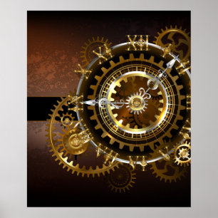 Poster Horloge Steampunk avec des engrenages anciens