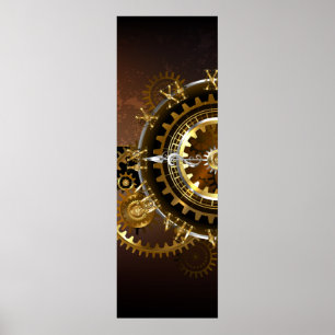 Poster Horloge Steampunk avec des engrenages anciens