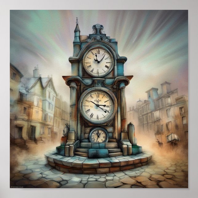 Poster Horloge vintage (Devant)