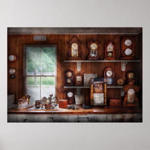 Poster Horlogerie - Dans l'atelier de réparation de l'hor
